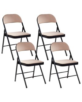 Set of 4 Folding Chairs SPARKS Beige