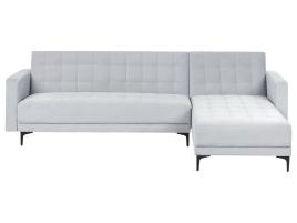 Corner Sofa - ABERVON Left Hand Facing Velvet Light Grey
