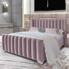 Melina Plush Velvet Bed - Pink in 5 Sizes
