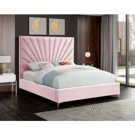 Errence Plush Velvet Bed - Pink in 5 Sizes