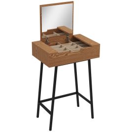 HERON Vanity Desk with Flip Up Mirror Industrial Dressing Table Natural Wood Effect