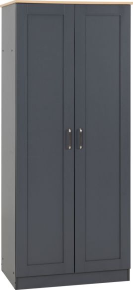 Wardrobe - PORTLETHEN 2 Door Wardrobe Grey Oak Effect 80cm