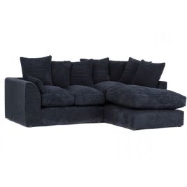 PORTO Jumbo Cord 4 Seater L Shaped - Right Hand Facing Corner Sofa - Black