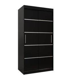 Sliding Wardrobe - VICENZA I 2 Door Wardrobe Black 100cm