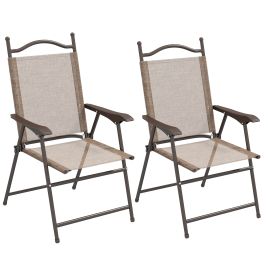 SUNVISTA Set of Two Folding Garden Chairs Mixed Brown