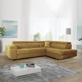 Modern Design Worcester Upholstery Fabrics Corner Sofa with Lift Up Storage - Mustard