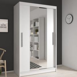 Pageant Sliding Door Wardrobe 120cm in White Matt