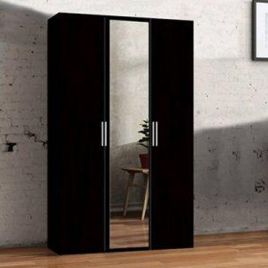 Fizzier Black 3 Door Mirror Wardrobe - 120cm