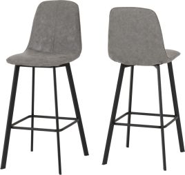 Quebec Bar Chair (Box of 2) - Grey Faux Leather