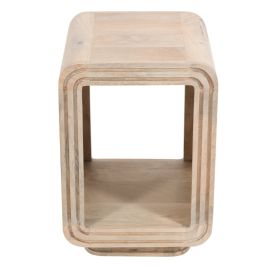 Denise Carved Mango Wood Side Table - Natural Wood