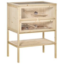 3 Tiers Wooden Hamster Cage Fir Wood Mouse Guinea Rodent Mice House Pet Play Small Animals 60L x 40W x 80H cm