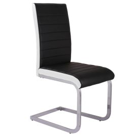 Daxson Set of 4 Chrome PU Dining Chairs - Black