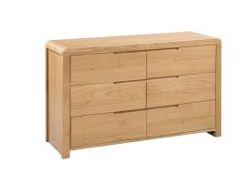 Oak Finish Chest of Drawers - CUBA Large Chest  6 Drawers