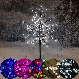 3 Size LED Cherry Blossom Christmas Tree with Cross Base - 5 Colours