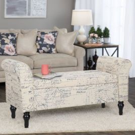 Fabric Bed End Bench Chair Ottoman Stool Storage - Beige