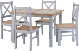 Salvador 1+4 Tile Top Dining Set - Slate Grey Distressed Waxed Pine