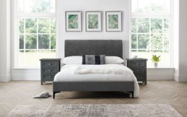 Sanderson Diamond Quilted Velvet Kingsize Bed - Grey