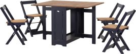Santos Butterfly Dining Set - Navy Blue Distressed Waxed Pine