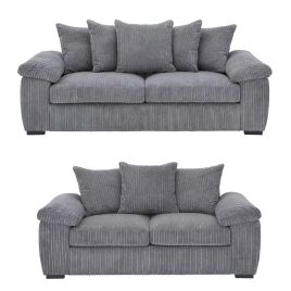 Sofa Set - AMALFI Scatter Back Jumbo Cord 3 Seater and 2 Seater Charcoal