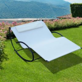 Beige Double Lounger With Pillow