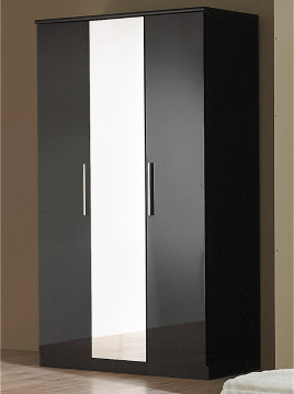 Wardrobe - TORBAY 4 Door Mirrored Wardrobe Black 158.5cm