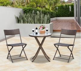 Rattan Bistro Set - Brown