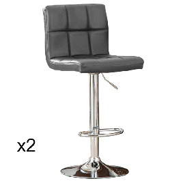 Selkirk Adjustable PU Bar Stools with Chrome Base Grey - Set of 2