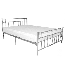 Melrose Contract Single Metal Bed Frame with Reinforced Centre Legs - Silver