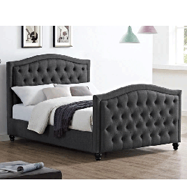 Ballymena Linen Fabric Double Bed - Grey