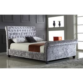 Alistair Aspen Crushed Velvet Double Bed - Silver