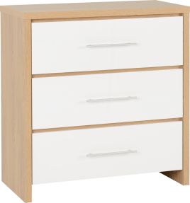 SELSEY II Oak Finish Chest of Drawers - Medium-sized, 3 Drawers