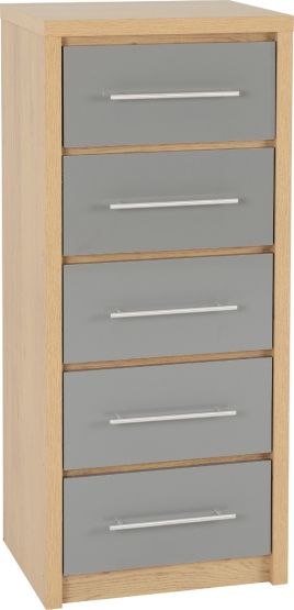 Grey Chest of Drawers - SELSEY Tallboy Medium Chest  5 Drawers