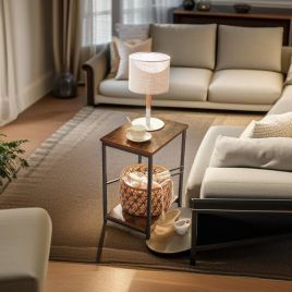 VANTORA Side Tables Set of 2 Tables for Bedroom or Living Room - Rustic Brown