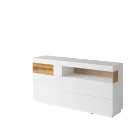 Salamandar 47 Sideboard Cabinet White Gloss - Wotan Oak
