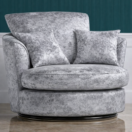 VELOURA Crush Velvet Swivel Chair - Silver
