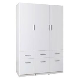 Wardrobe - MANISTA IV 3 Door Wardrobe White Gloss 136cm