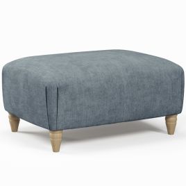 Footstool - LUXE Fabric - Blue
