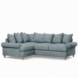 Corner Sofa - LUXE Fabric 3 Seater Right Hand Facing - Blue