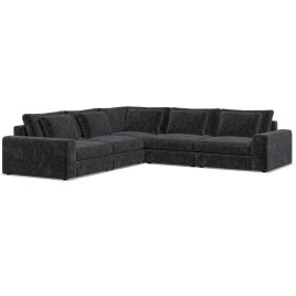 Corner Sofa - SOVA I Fabric 4 Seater Right Hand Facing - Black