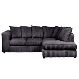 Mona Jumbo Cord Black Corner Sofa
