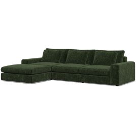 Corner Sofa - SOVA Fabric 3 Seater Right Hand Facing Bottle Green - Footstool End