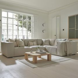 Corner Sofa - LUCCA Fabric 4 Seater Left Hand Facing - Linen
