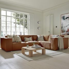 Corner Sofa - LUCCA Fabric 4 Seater Left Hand Facing - Terra