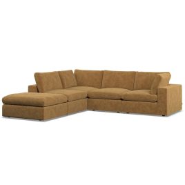 Corner Sofa - OBLAK Fabric 4 Seater Right Hand Facing Amber - Footstool End