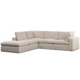 Corner Sofa - OBLAK Fabric 4 Seater Right Hand Facing Fossil - Footstool End