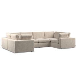 Corner Sofa - OBLAK Fabric 6 Seater U Shaped - Eggshell