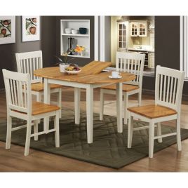 Ronan Remington Extending Dining Set with 4 Chairs - Natural and White