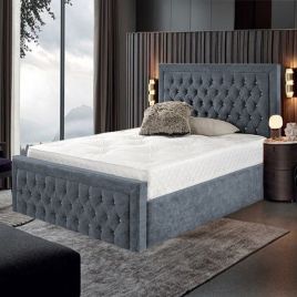 Harvard Plush Velvet Bed - Steel in 5 Sizes