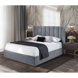 Marilynn Plush Velvet Bed - Steel in 5 Sizes