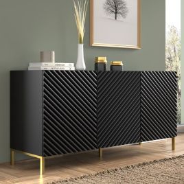 Puddle Dux 3 Door Sideboard - Black